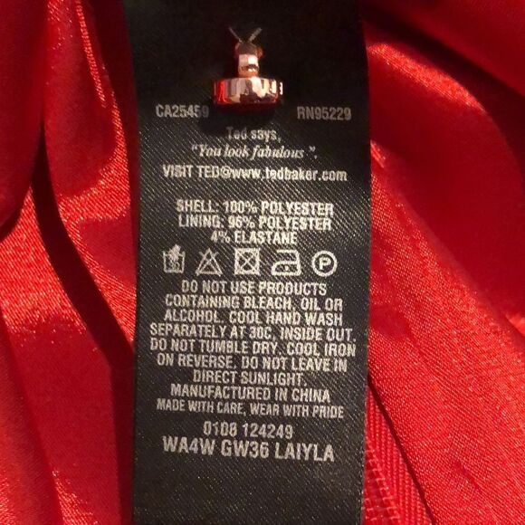 TED BAKER LONDON Red Sleeveless Holiday Dress Keyhole Accent On Back Sz 2 - Picture 5 of 16